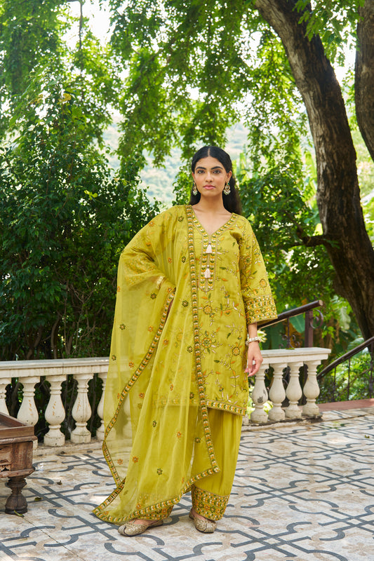 NARMA - Green Chanderi Suit Set