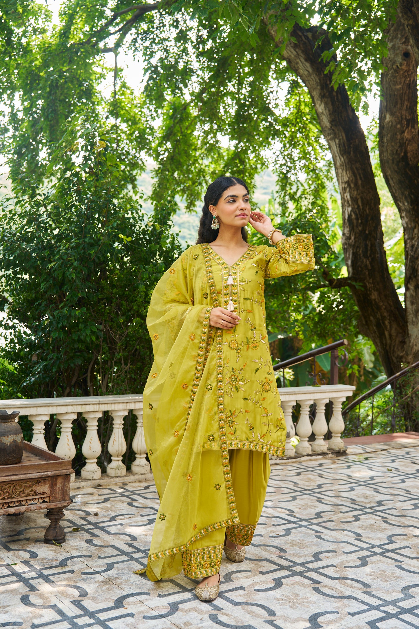 NARMA - Green Chanderi Suit Set
