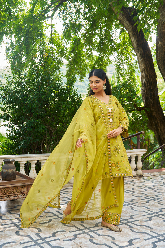 NARMA - Green Chanderi Suit Set
