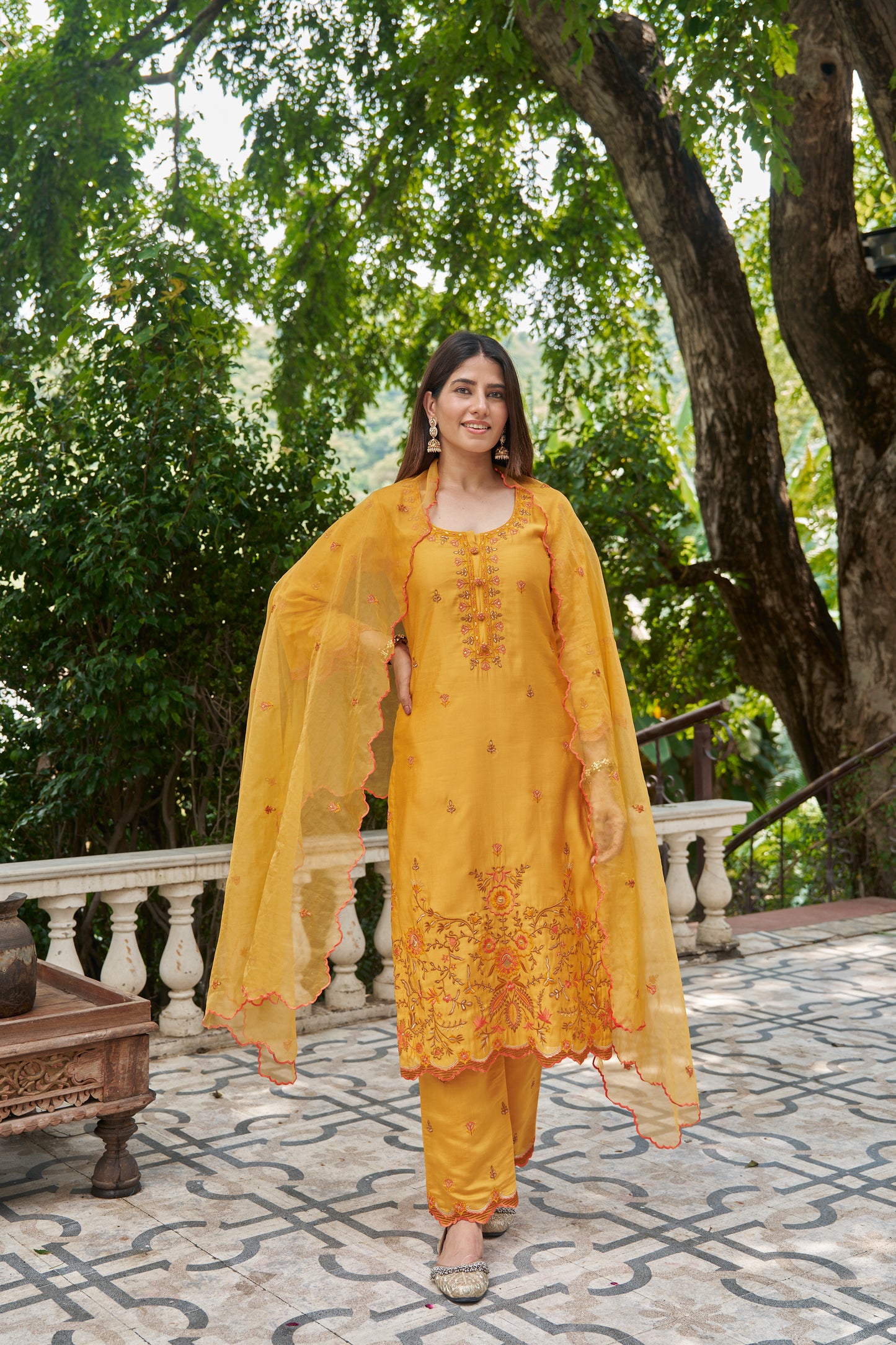 BASANTI - Yellow Chanderi Suit Set