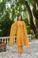 BASANTI - Yellow Chanderi Suit Set