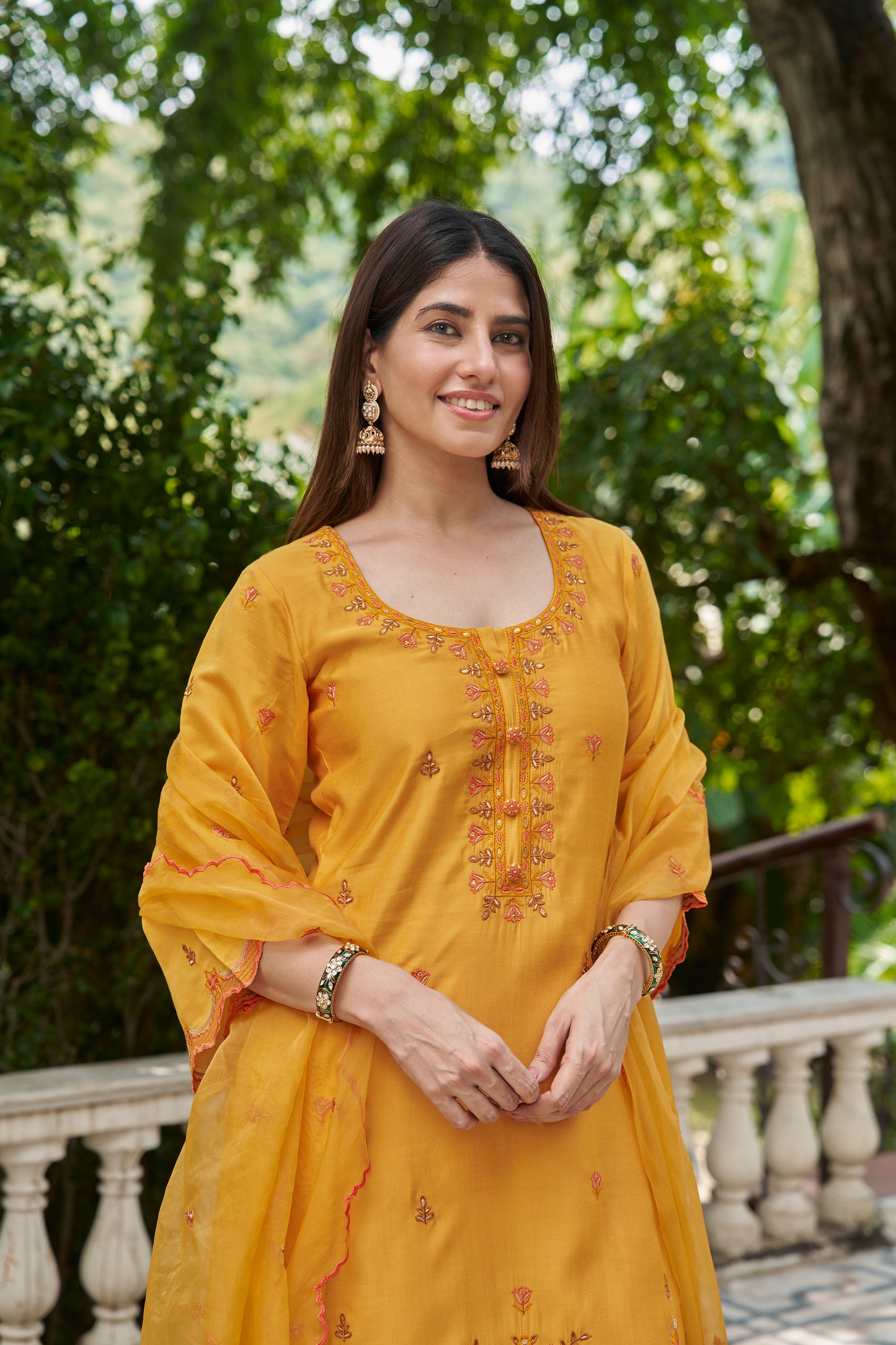 BASANTI - Yellow Chanderi Suit Set