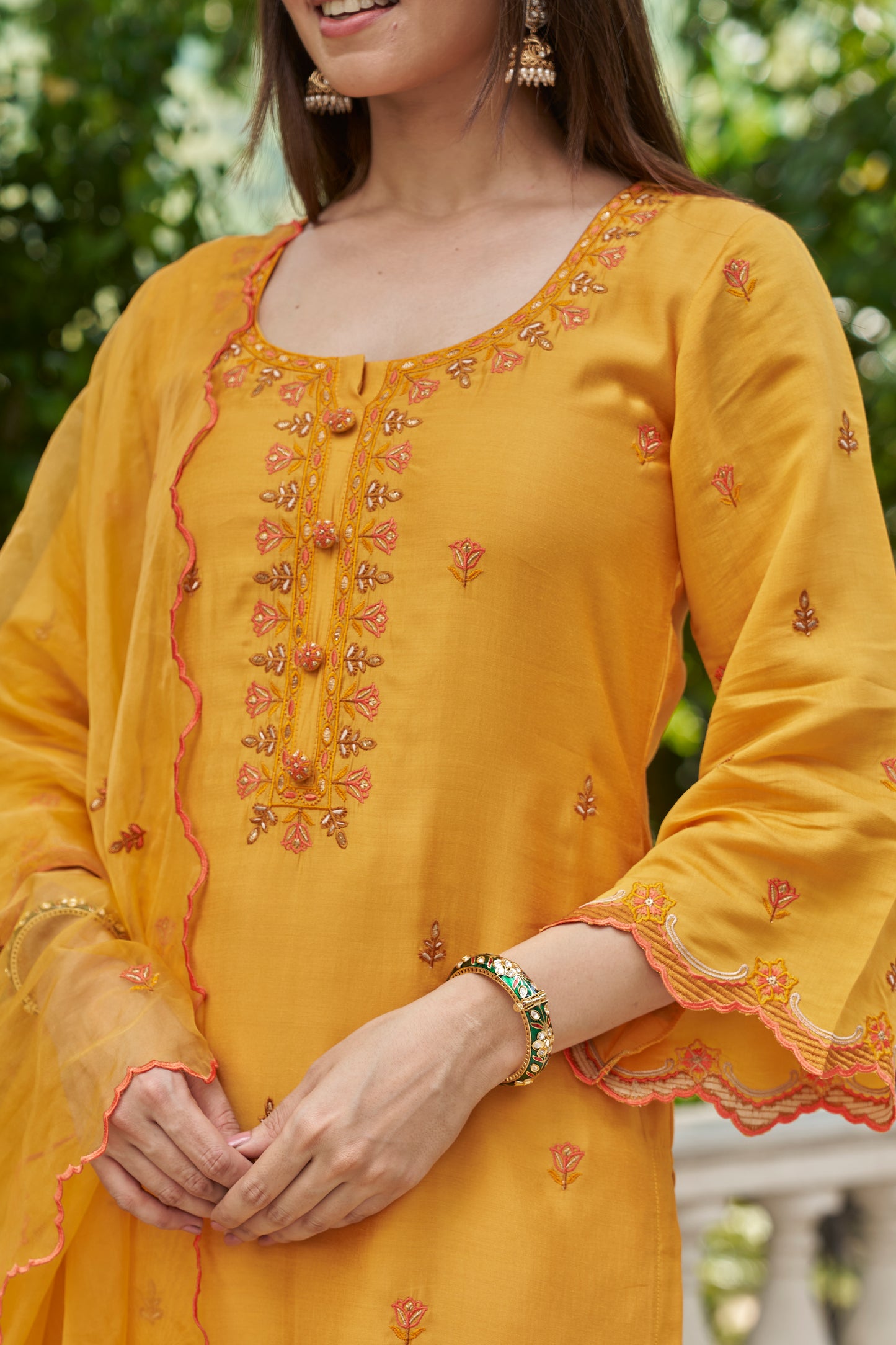 BASANTI - Yellow Chanderi Suit Set