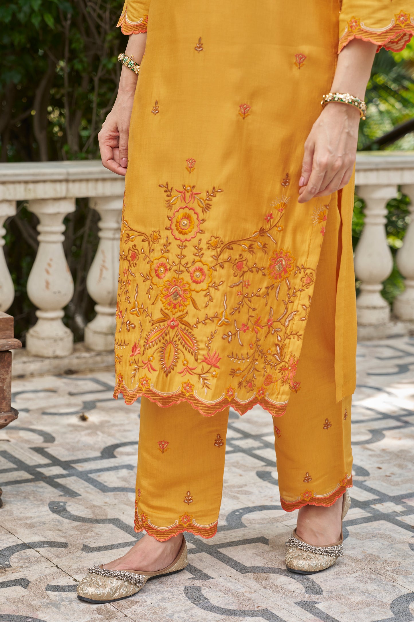 BASANTI - Yellow Chanderi Suit Set