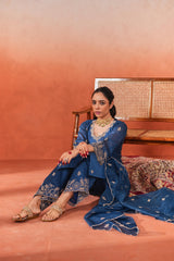 Firoz - Blue Chanderi Embroidered Suit Set