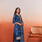 Gul- Blue Embroidered Chanderi Suit Set