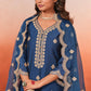 Nauheed Cyrusi in  Gul- Blue Embroidered Chanderi Suit Set