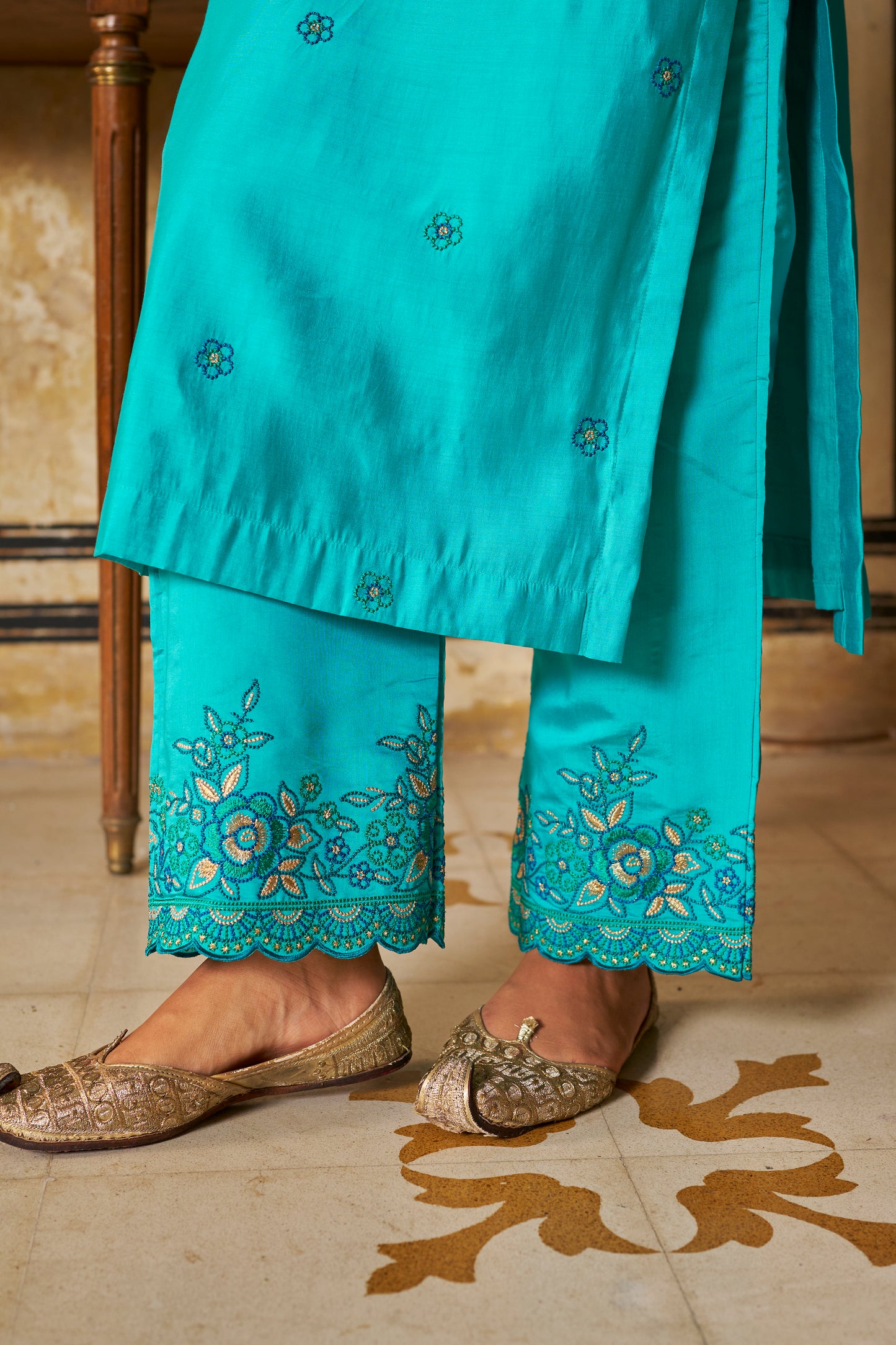 TURKI - Blue Chanderi Suit Set