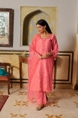 SINDORI - Pink Chanderi Suit Set
