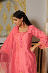 SINDORI - Pink Chanderi Suit Set