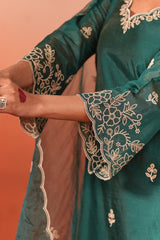 Nauheed Cyrusi in Suroor - Green Chanderi Embroidered Suit Set