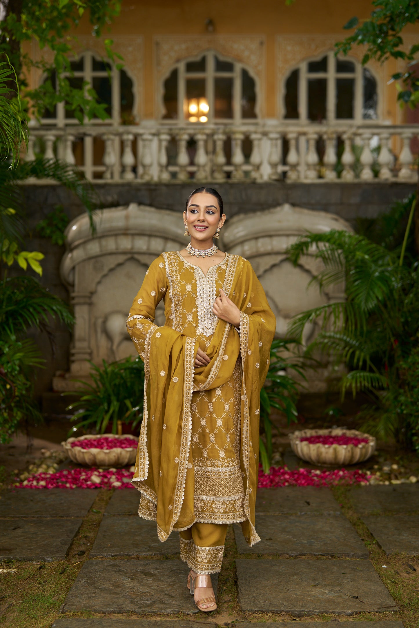 DIA - Yellow Organza A-line Suit Set