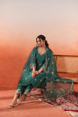 Suroor - Green Chanderi Embroidered Suit Set