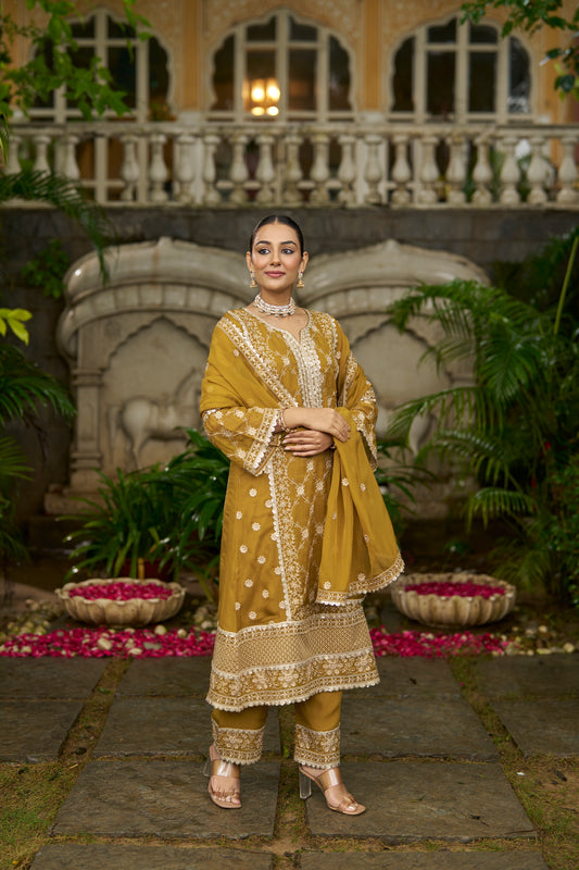 DIA - Yellow Organza A-line Suit Set