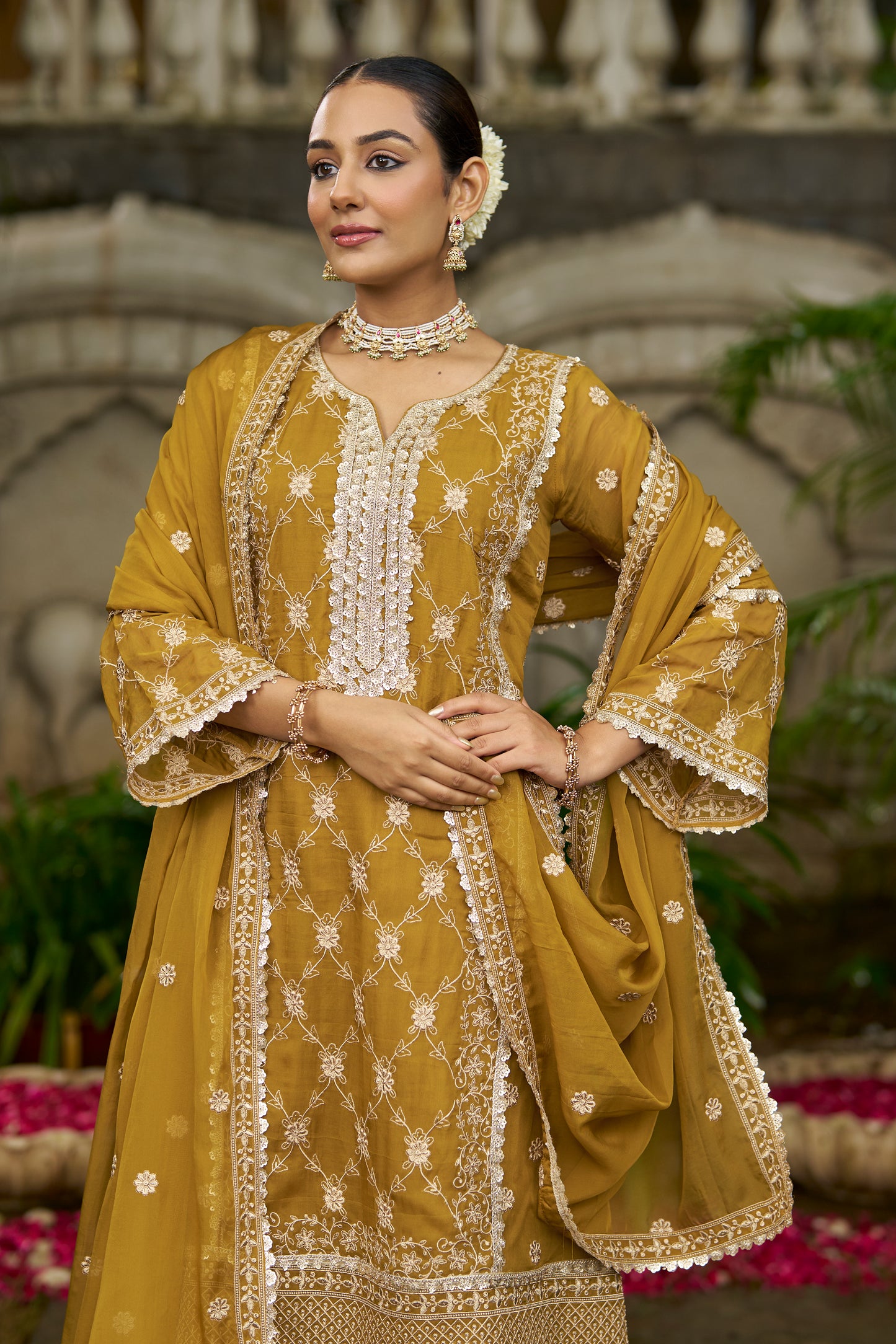 DIA - Yellow Organza A-line Suit Set