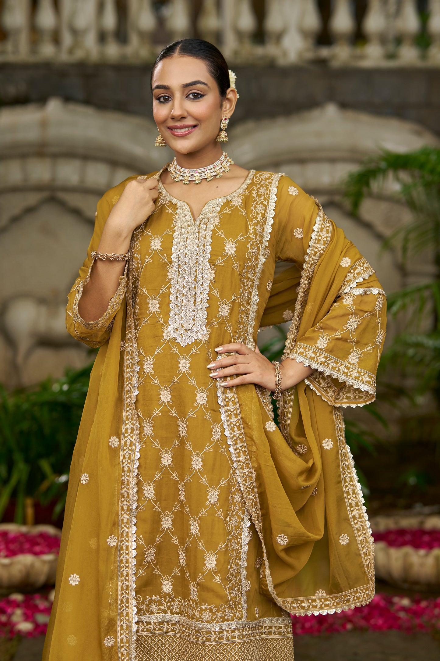 DIA - Yellow Organza A-line Suit Set