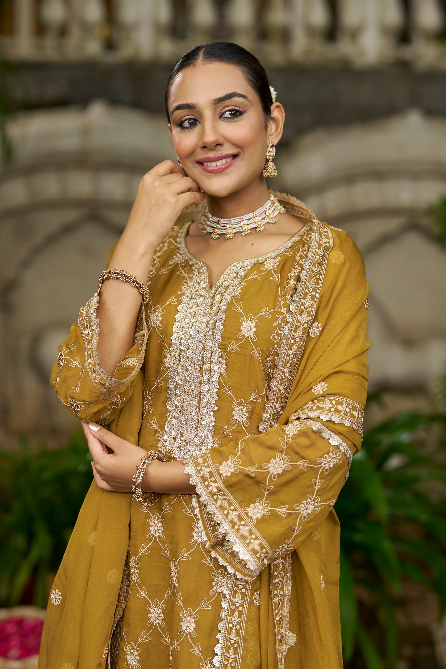DIA - Yellow Organza A-line Suit Set
