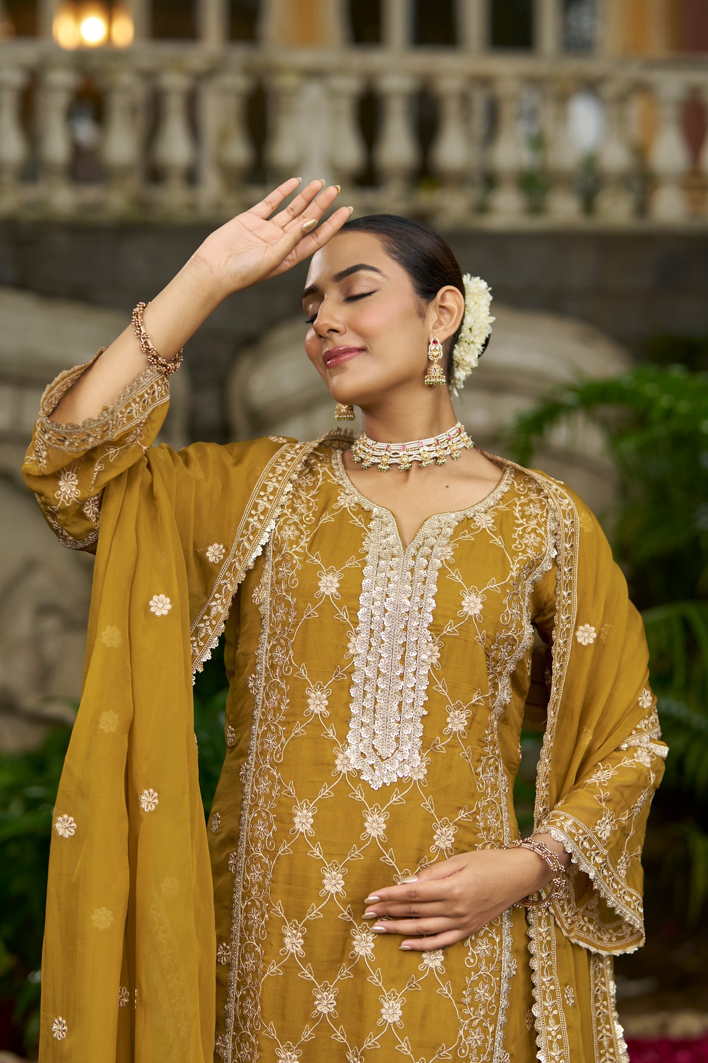 DIA - Yellow Organza A-line Suit Set