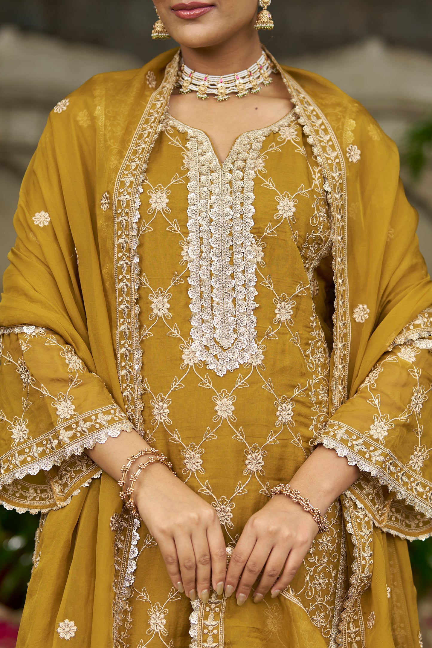 DIA - Yellow Organza A-line Suit Set