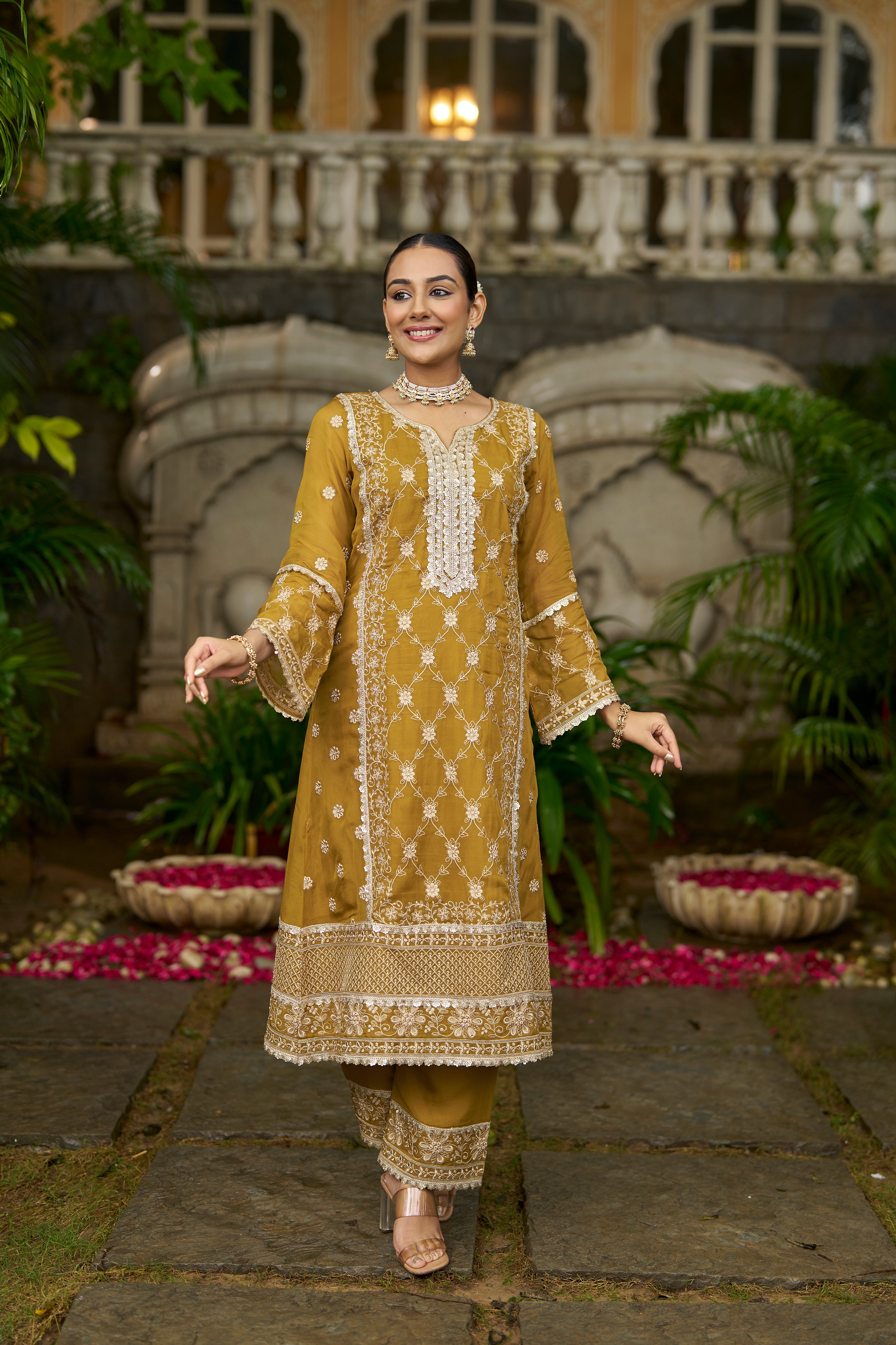 DIA - Yellow Organza A-line Suit Set