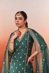 Gul-o-rang - Green Chanderi Embroidered Suit Set