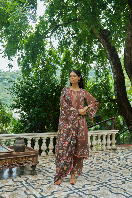 CHANDRIKA - Brown Suit Set