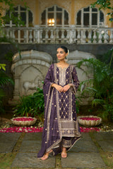 Shreya Lakhani in IRA - Purple Organza A-line Suit Set
