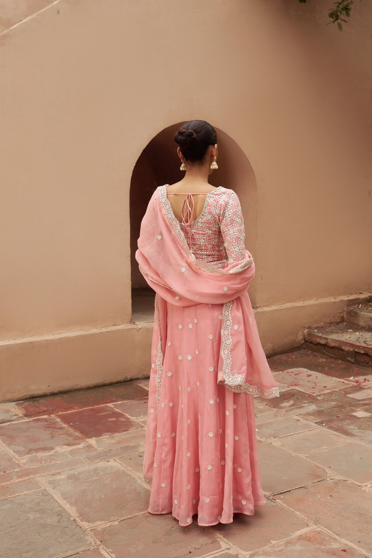 Heera - Pink Organza Lehenga Set.