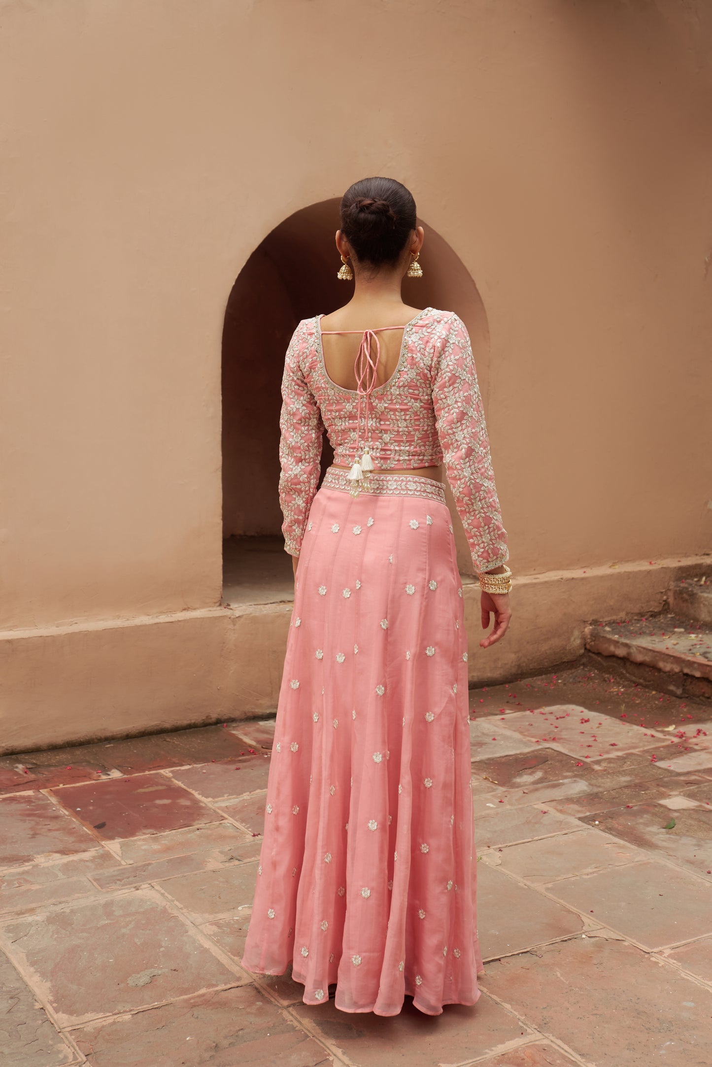 Heera - Pink Organza Lehenga Set.