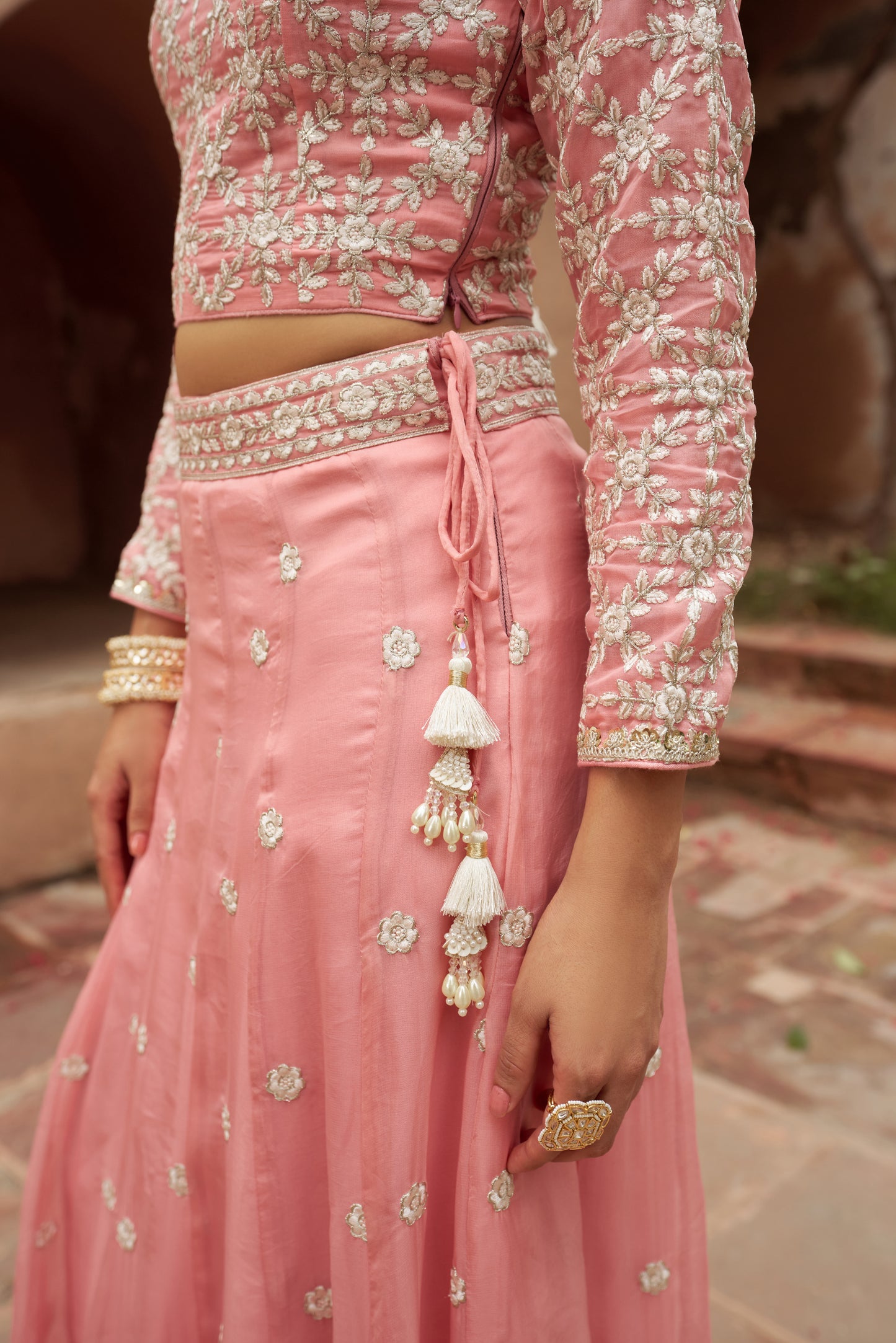 Heera - Pink Organza Lehenga Set.