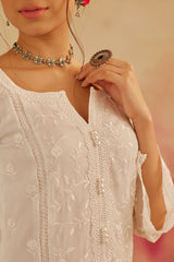 Aseem Ivory White Embroidered A-Line Suit Set