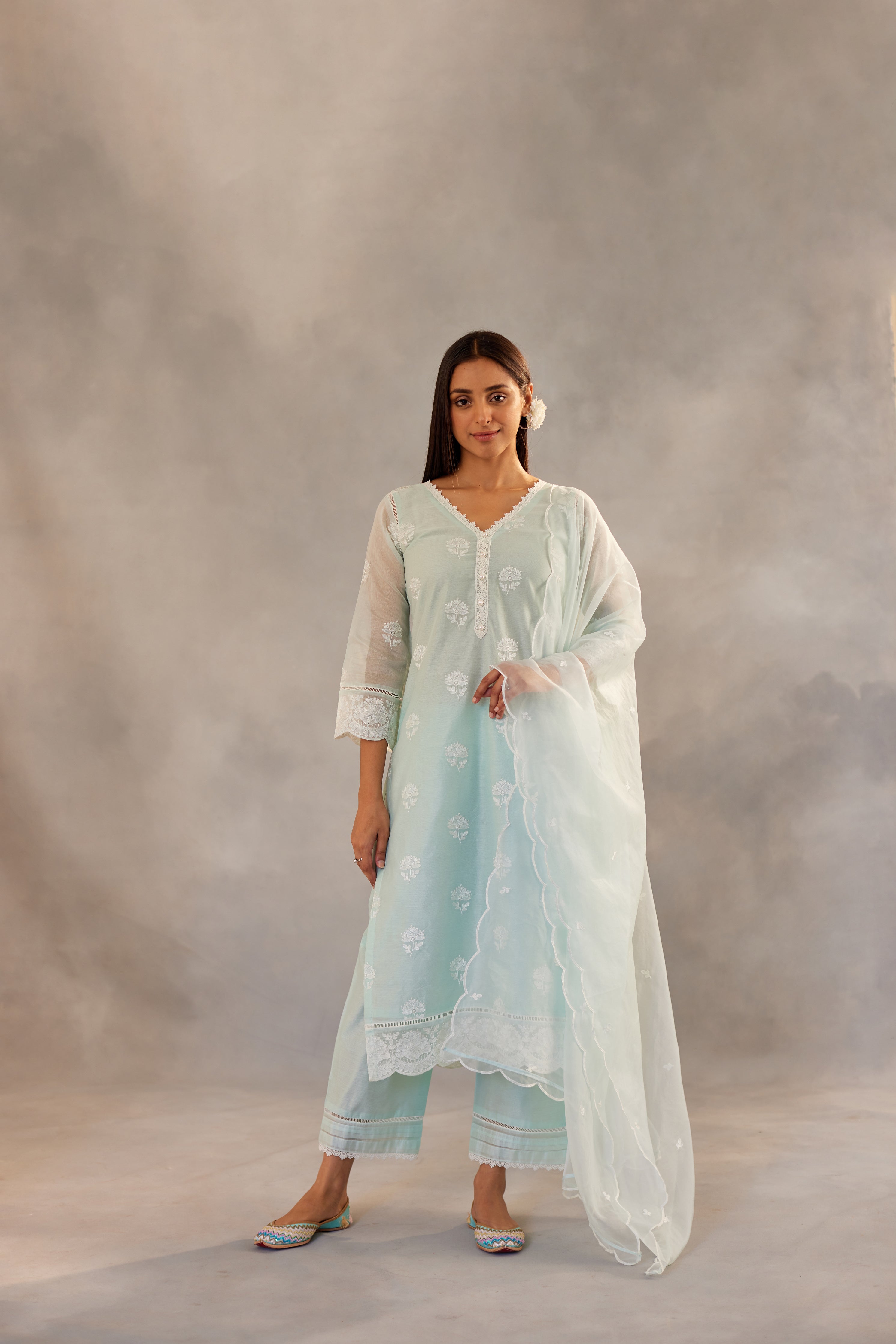 Shivani Pancholi in Neelkamal - Mint Green Embroidered Suit Set.