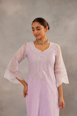 Parisa Barkzi in Kesar - Lavender Embroidered Suit Set.