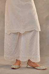 Juhi - Egg White Embroidered Suit Set.