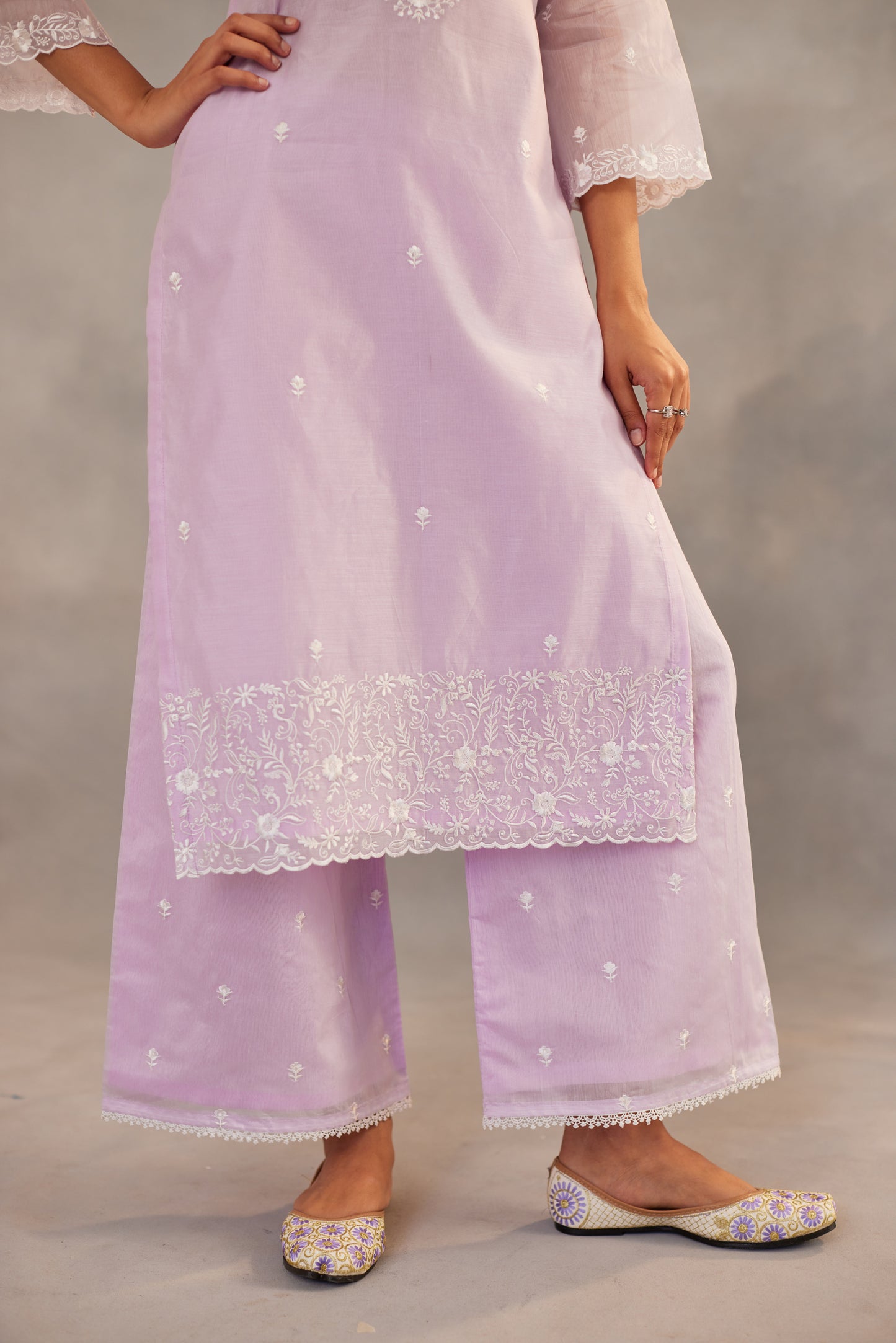 Aparajita - Lavender Embroidered Suit Set.
