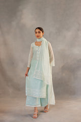 Savani - Mint Green Embroidered Suit Set.