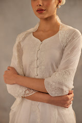 Juhi - Egg White Embroidered Suit Set.