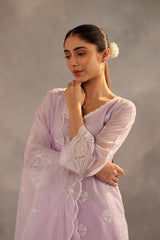 Mehreen Pirzada in Gul - Lavender Embroidered Suit Set.
