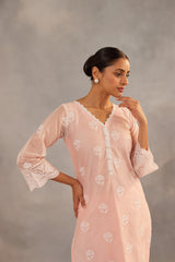Gulmohar - Peach Embroidered Suit Set.