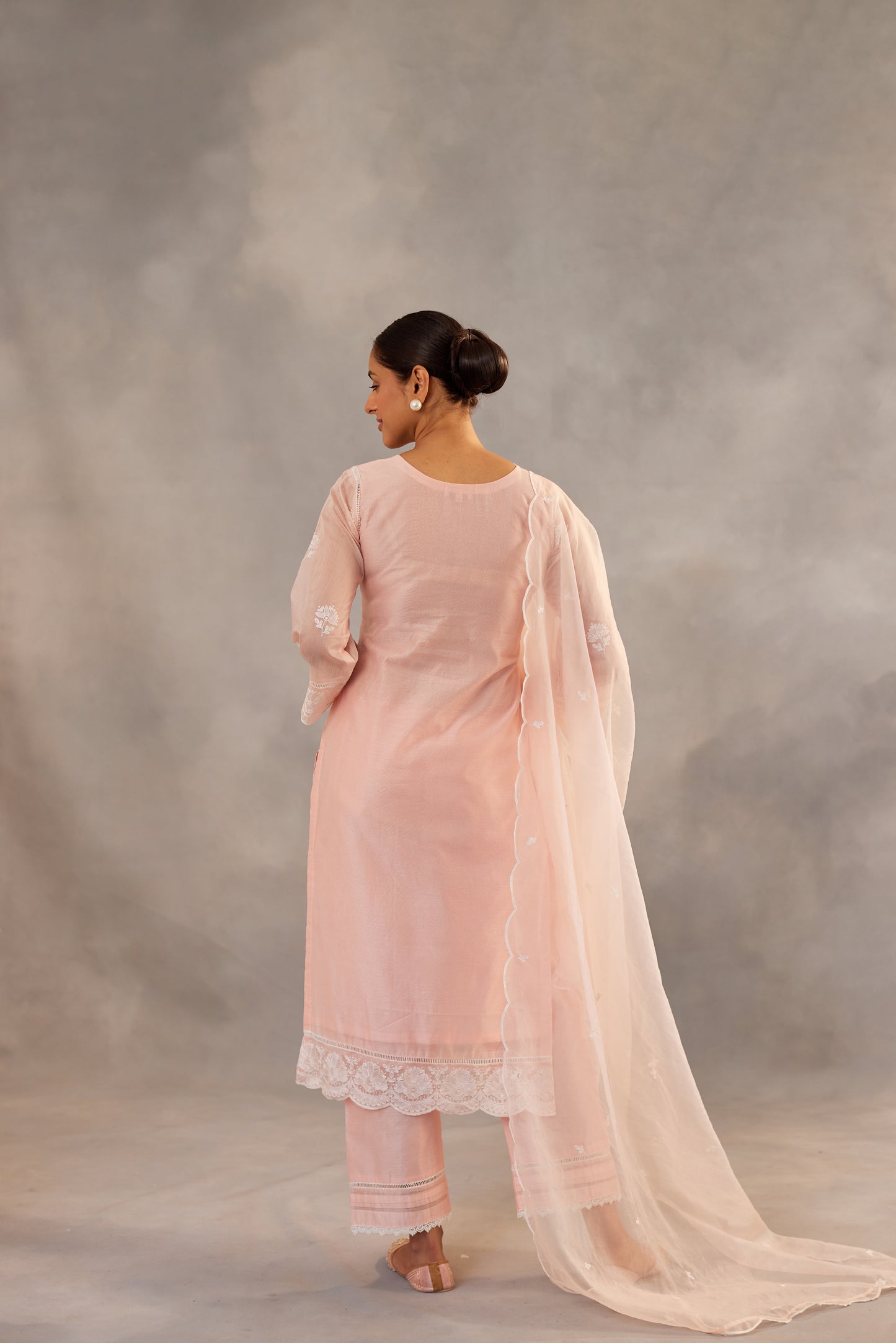 Gulmohar - Peach Embroidered Suit Set.