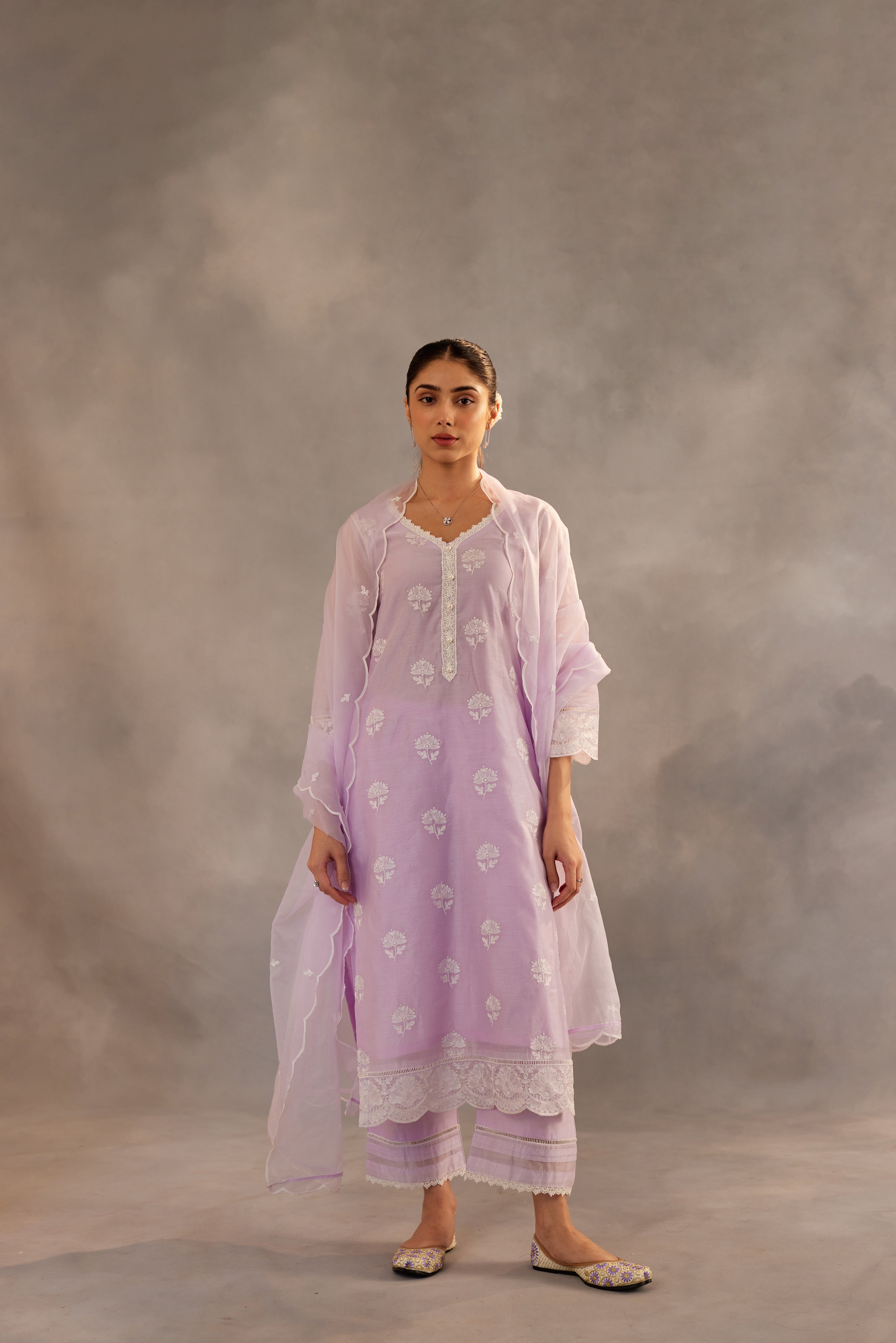 Gul - Lavender Embroidered Suit Set.
