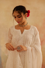 Aseem Ivory White Embroidered A-Line Suit Set