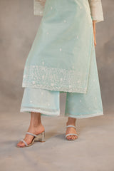Savani - Mint Green Embroidered Suit Set.