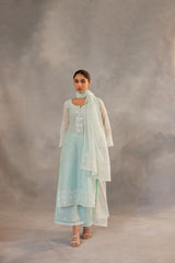 Savani - Mint Green Embroidered Suit Set.
