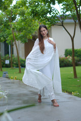 Yashika Khatri in Aseem Ivory White Embroidered Straight Suit Set
