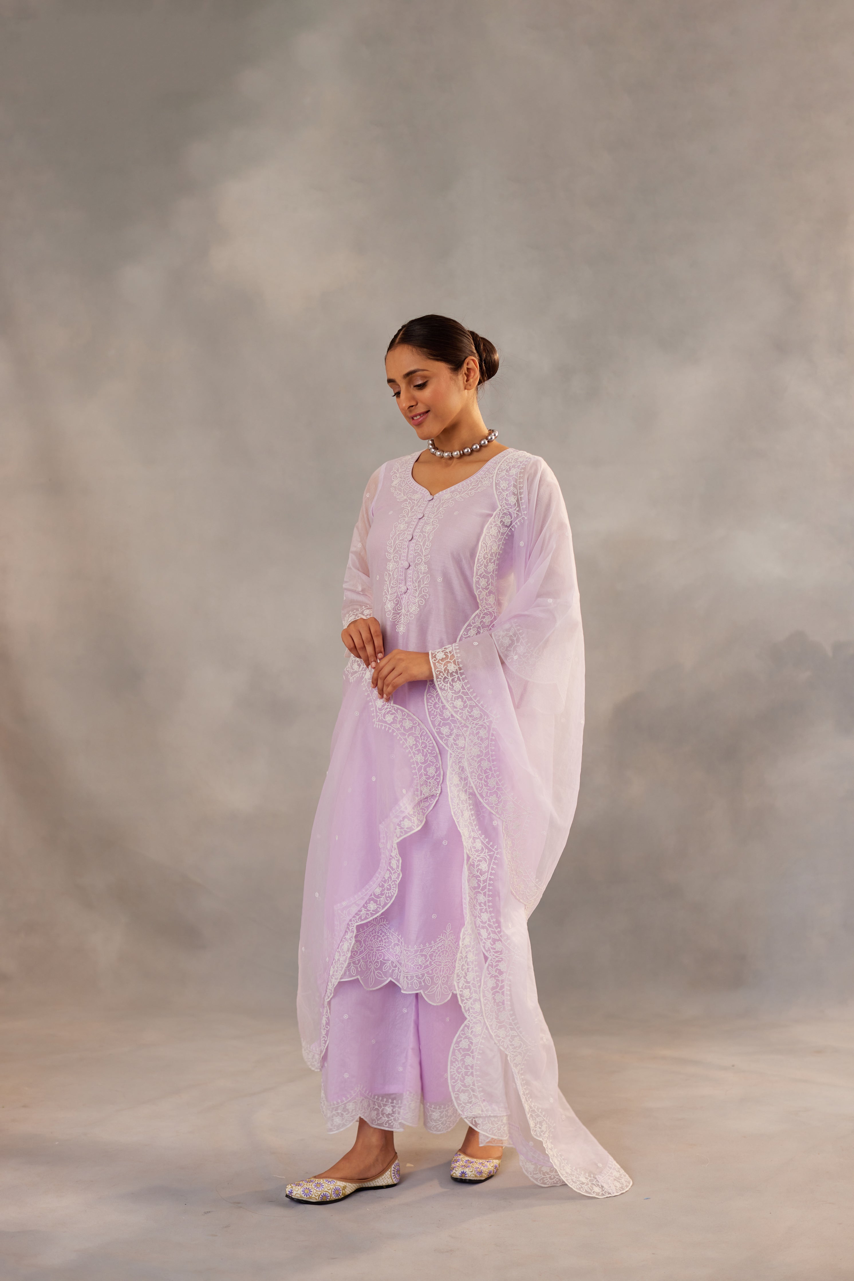 Nayab Midha in Kesar - Lavender Embroidered Suit Set