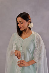 Sadabahaar - Mint Green Embroidered Suit Set.