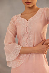Kamal - Peach Embroidered Suit Set.