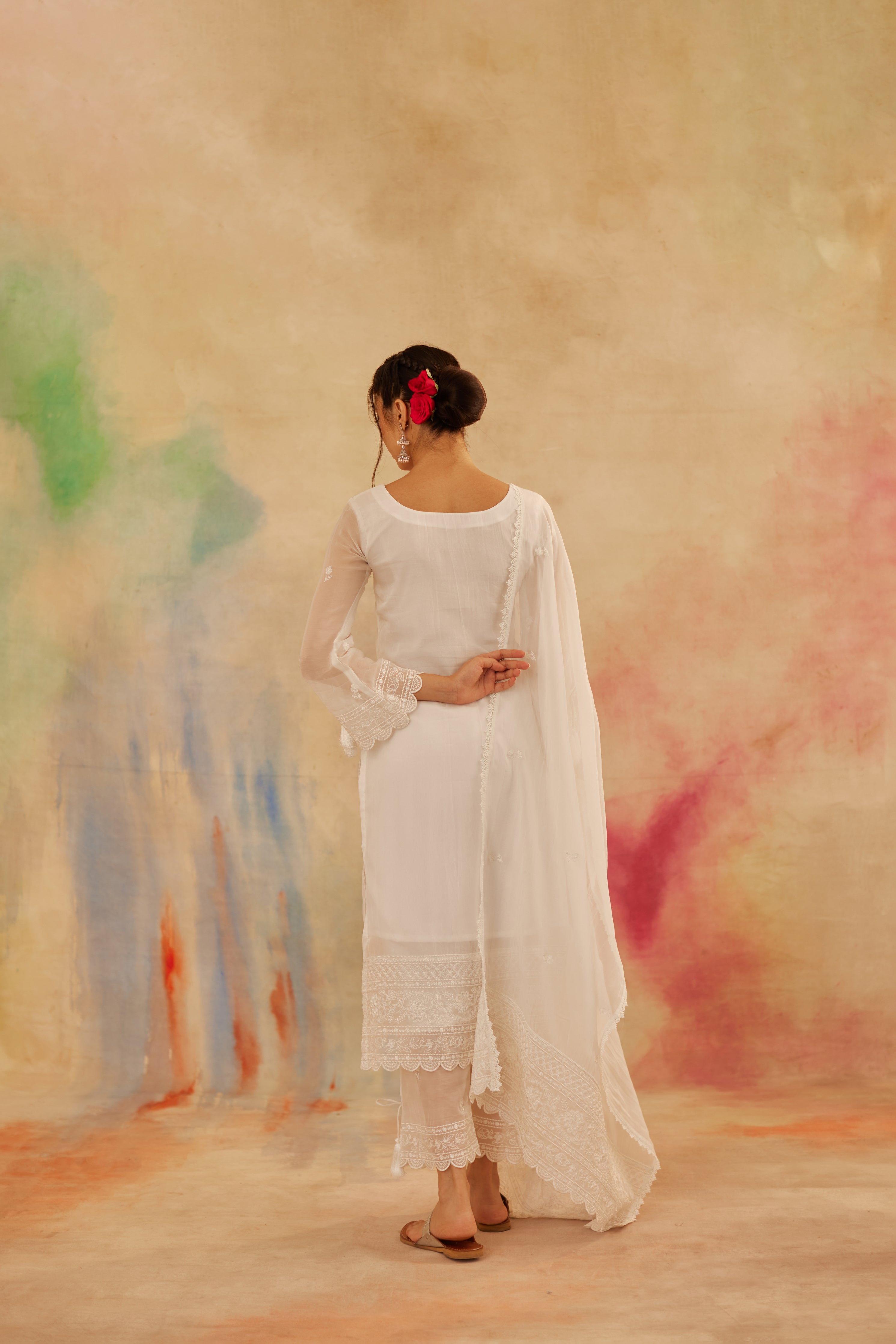Vanshika Gaba in Aseem Ivory White Embroidered Straight Suit Set