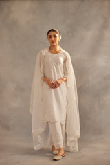 Juhi - Egg White Embroidered Suit Set.